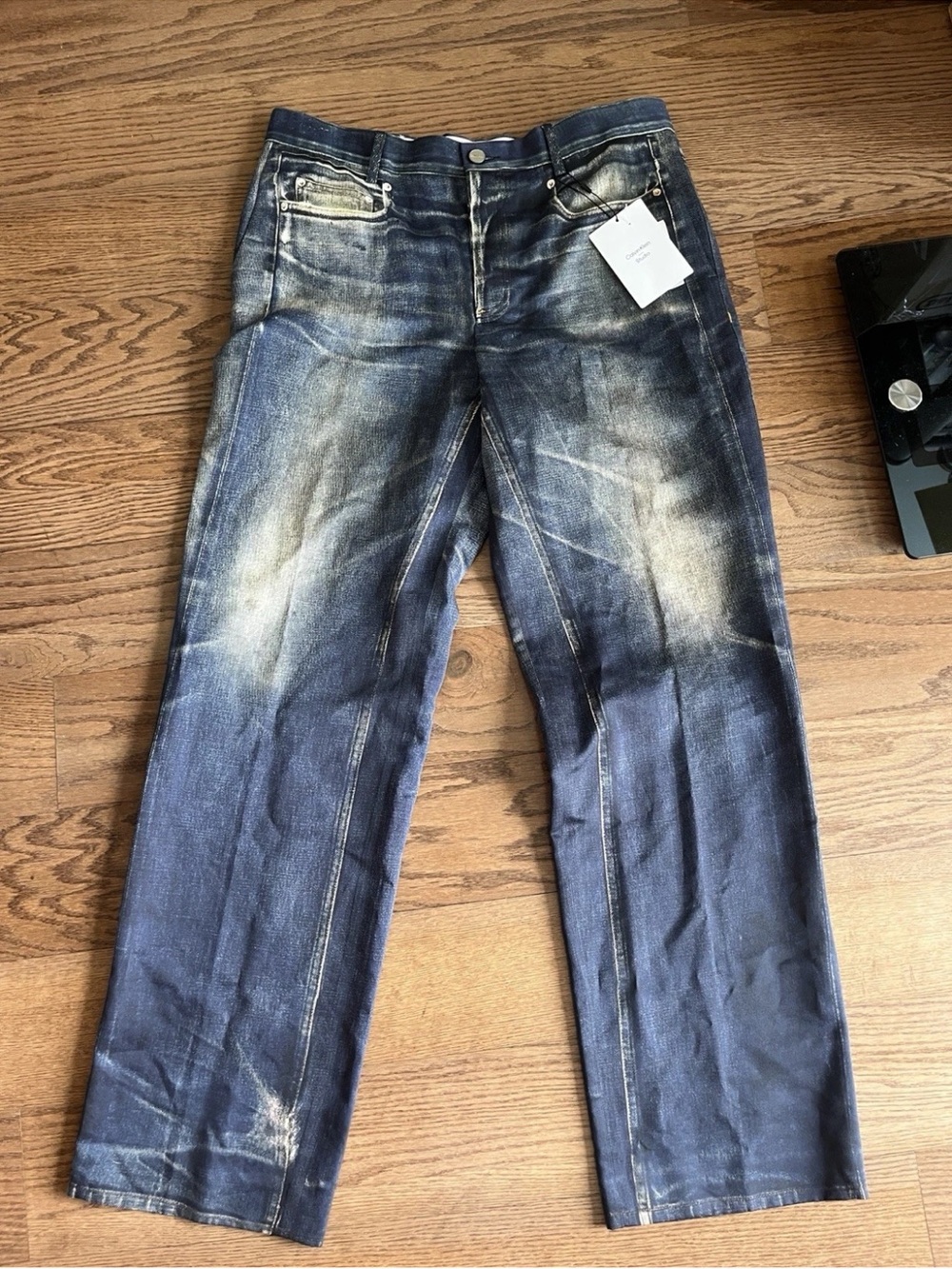 NWT Calvin Klein STUDIO Jeans Made In Portugal 3D Printed Size Med.  Retail $549